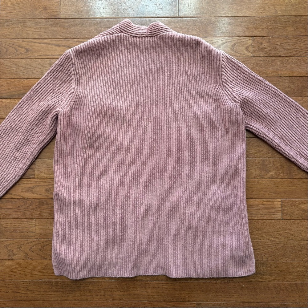 Madewell Mauve Open Front Ribbed Cardigan with Front Pockets - Picture 5 of 5